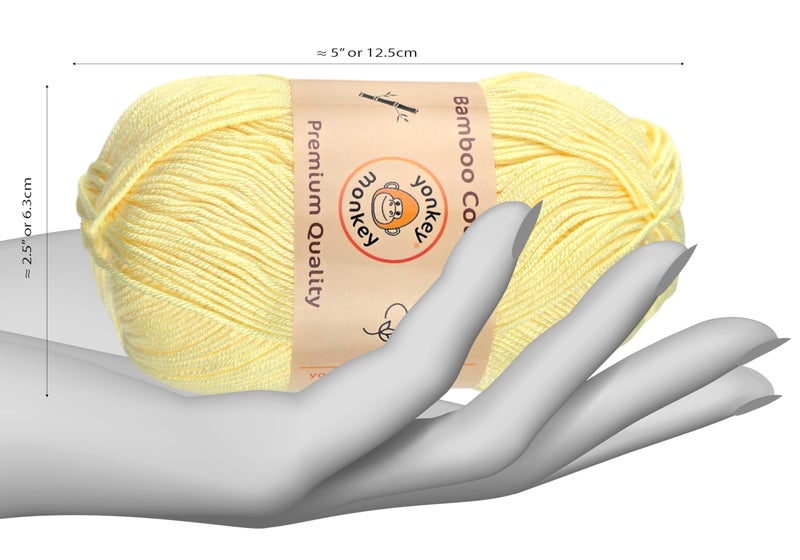 Yonkey Monkey 10-Pack of Yonkey Monkey 500 Grams Yarn - 70% Rayon derived from Bamboo, 30% Cotton - Imported - Milk Yellow 9009 - Image 2